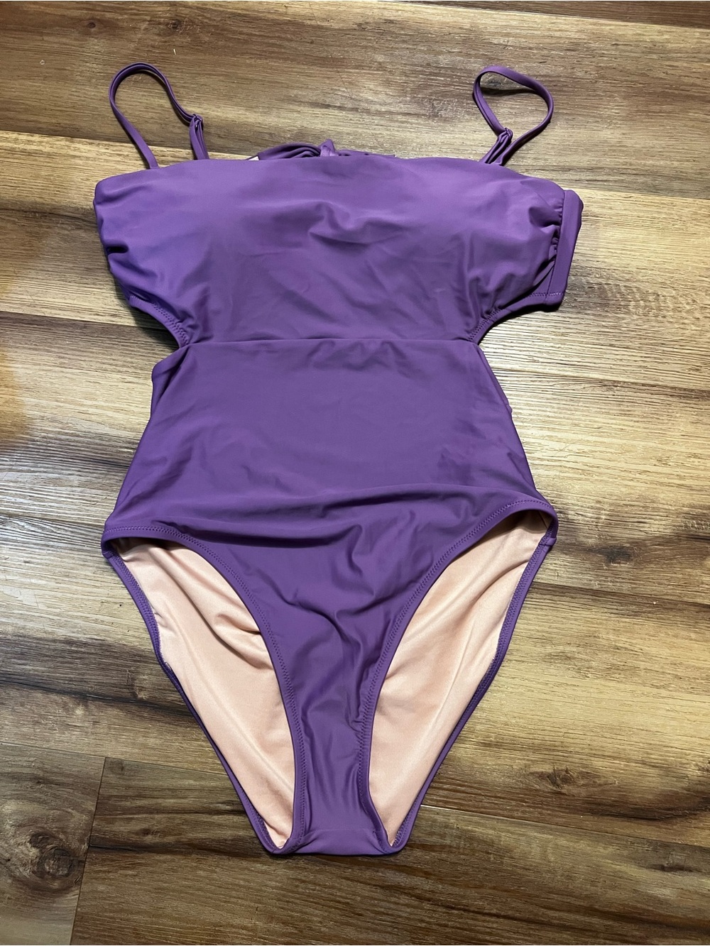 J. Crew Purple One-Piece Swimsuit with Peach Lining